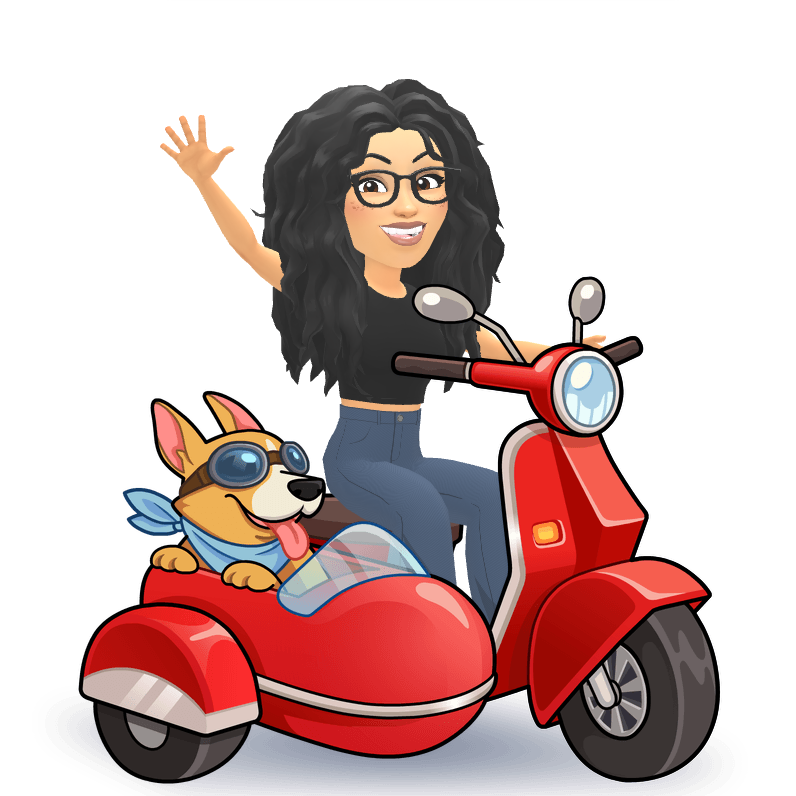 Designer riding a red scooter with creative tools